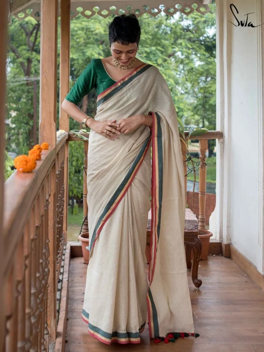 Women's White Casual Saree