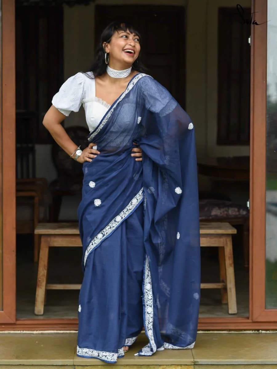 Women's Blue Casual Saree