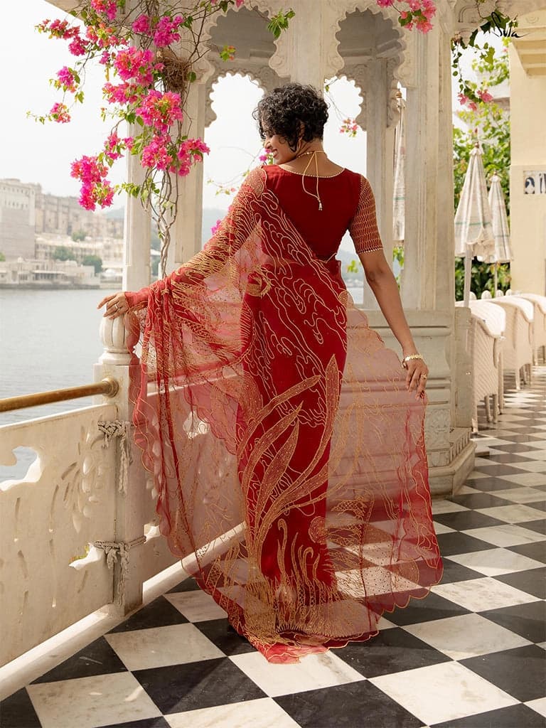 Women's Multicolor Party Saree