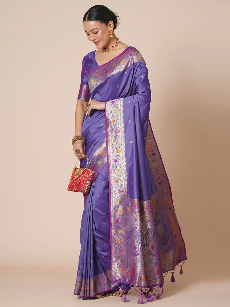 Women's Purple Party Regular Fit Saree