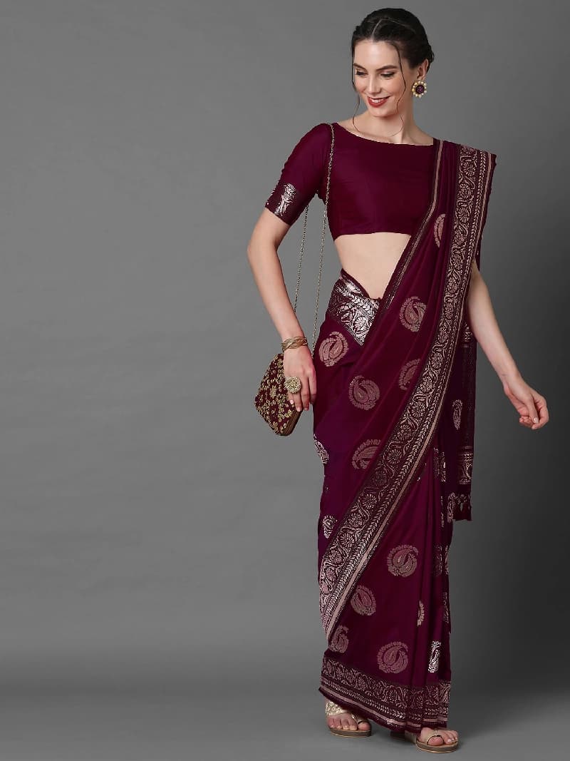 Women's Pink Party Regular Fit Saree