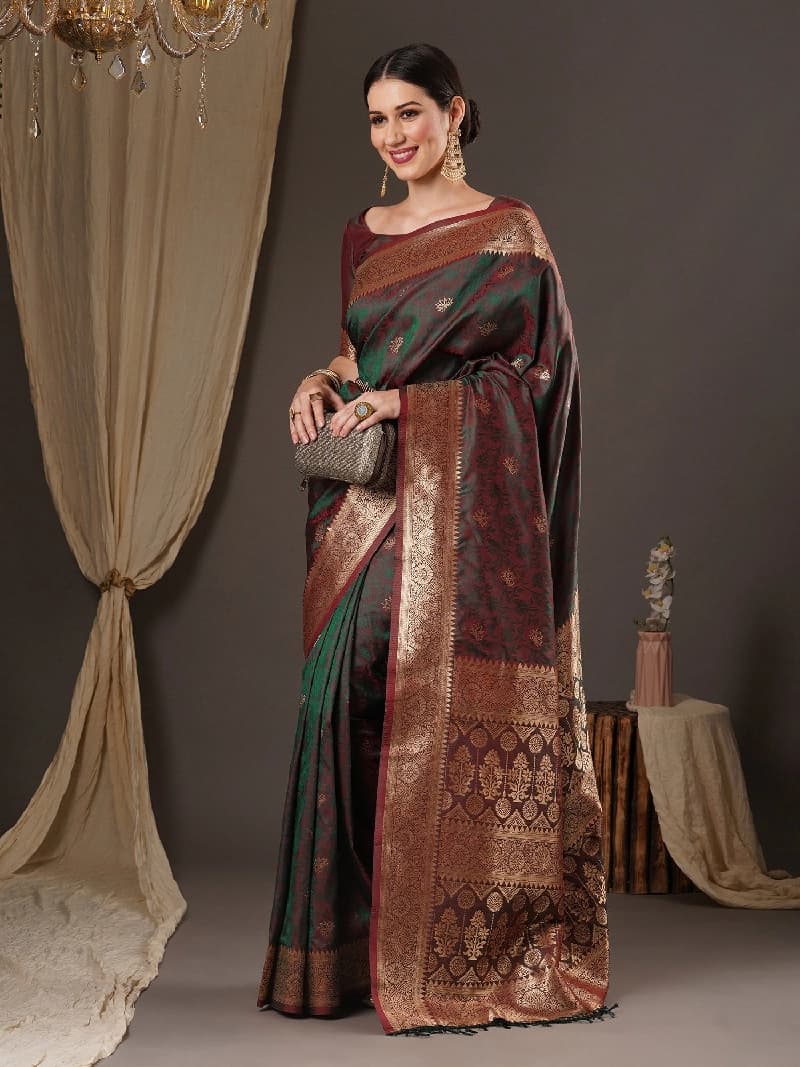 Women's Brown Party Regular Fit Saree