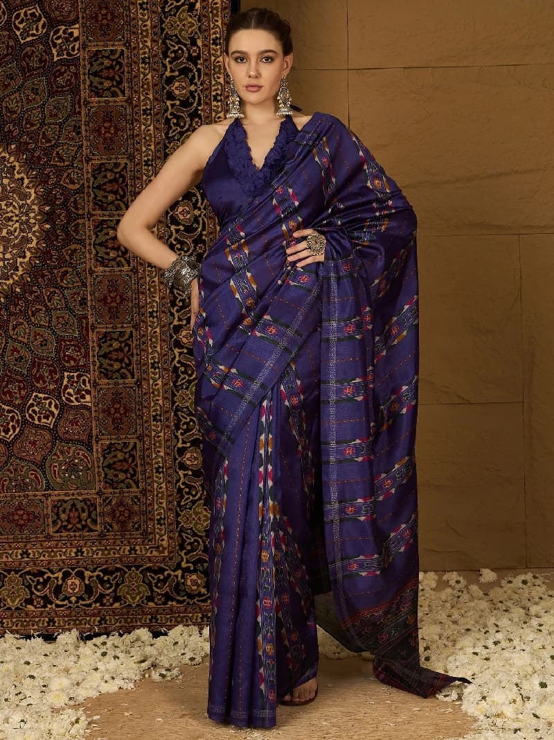 Women's Purple Party Regular Fit Saree