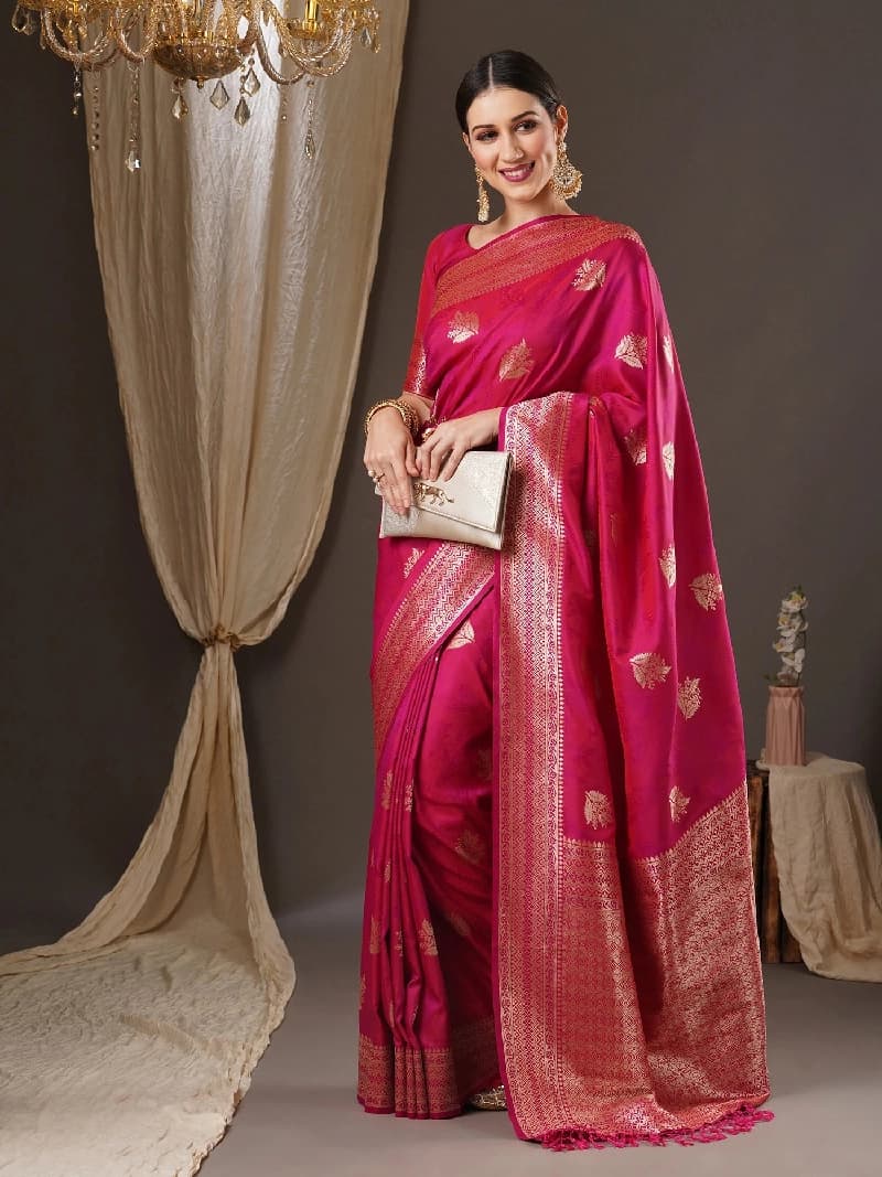 Women's Pink Party Regular Fit Saree