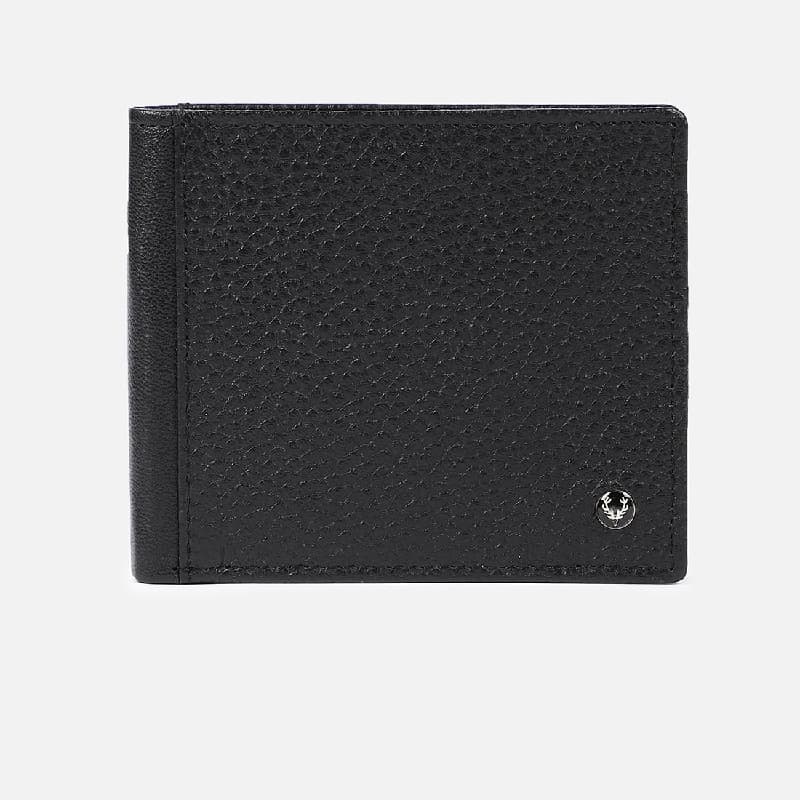 Men's Black Leather Two Fold Wallet