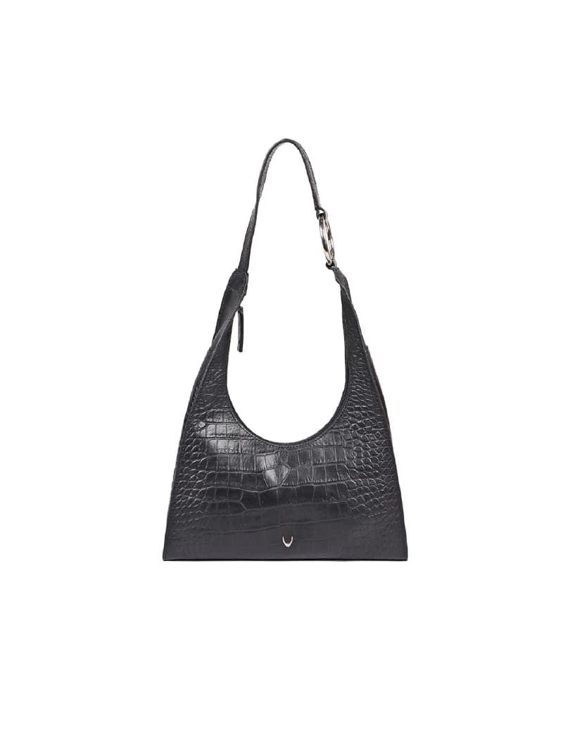 Women's Black Leather Shoulder Handbag