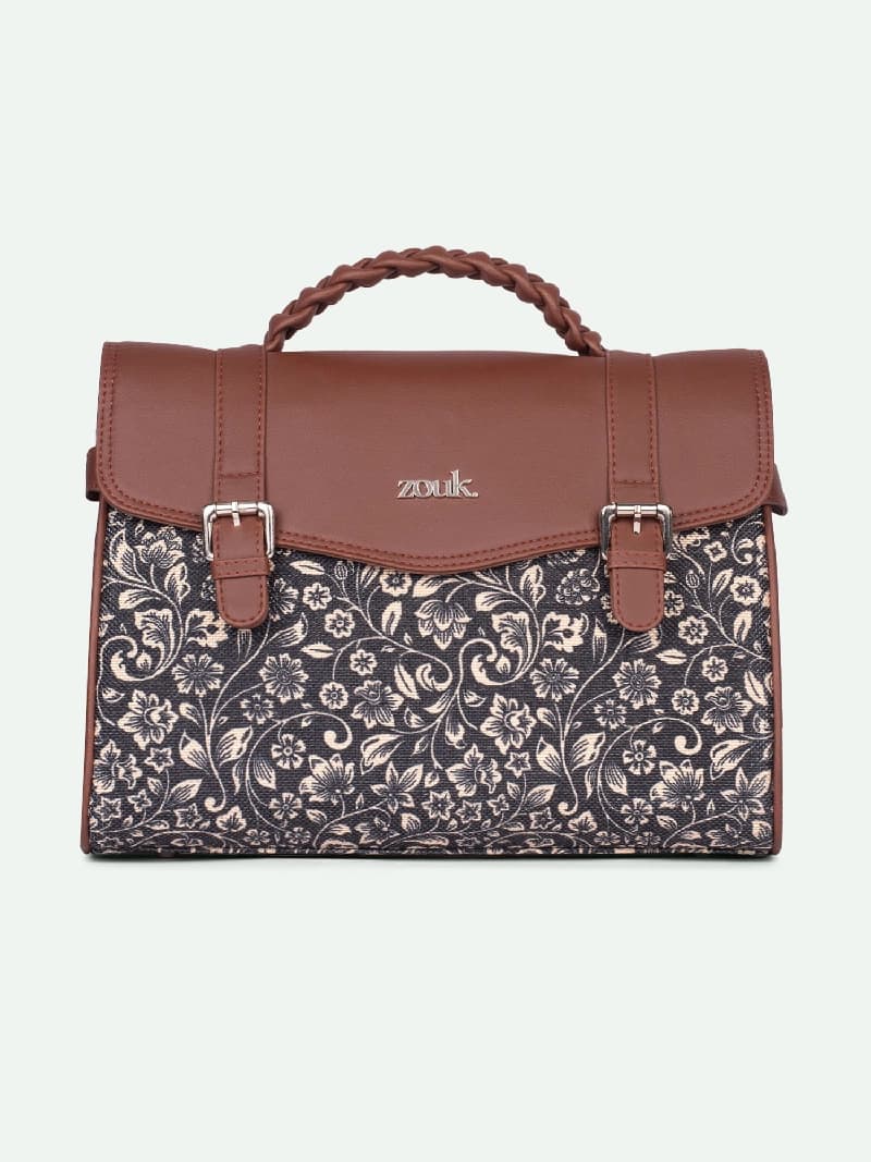 Women's Black Vegan Leather Finish Sling Bag - 11.6L