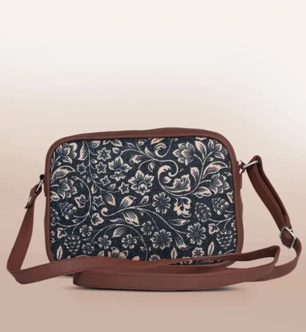 Women's Black Vegan Leather Finish Sling Bag - 2.4L