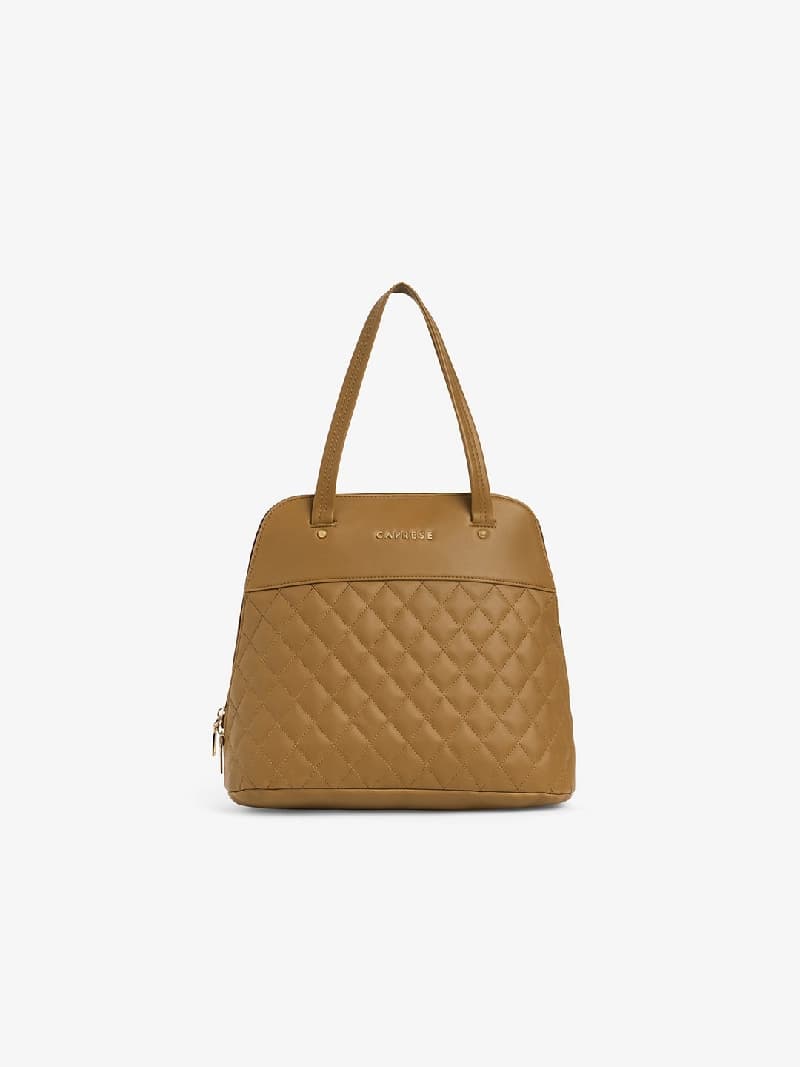 Women's Brown Faux Leather Satchel Handbag 16L