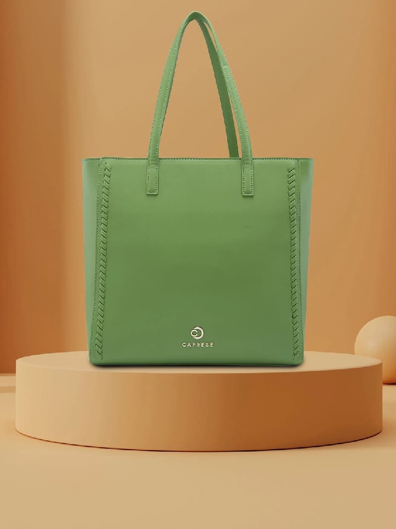 Women's Green Faux Leather Tote Bag 12L