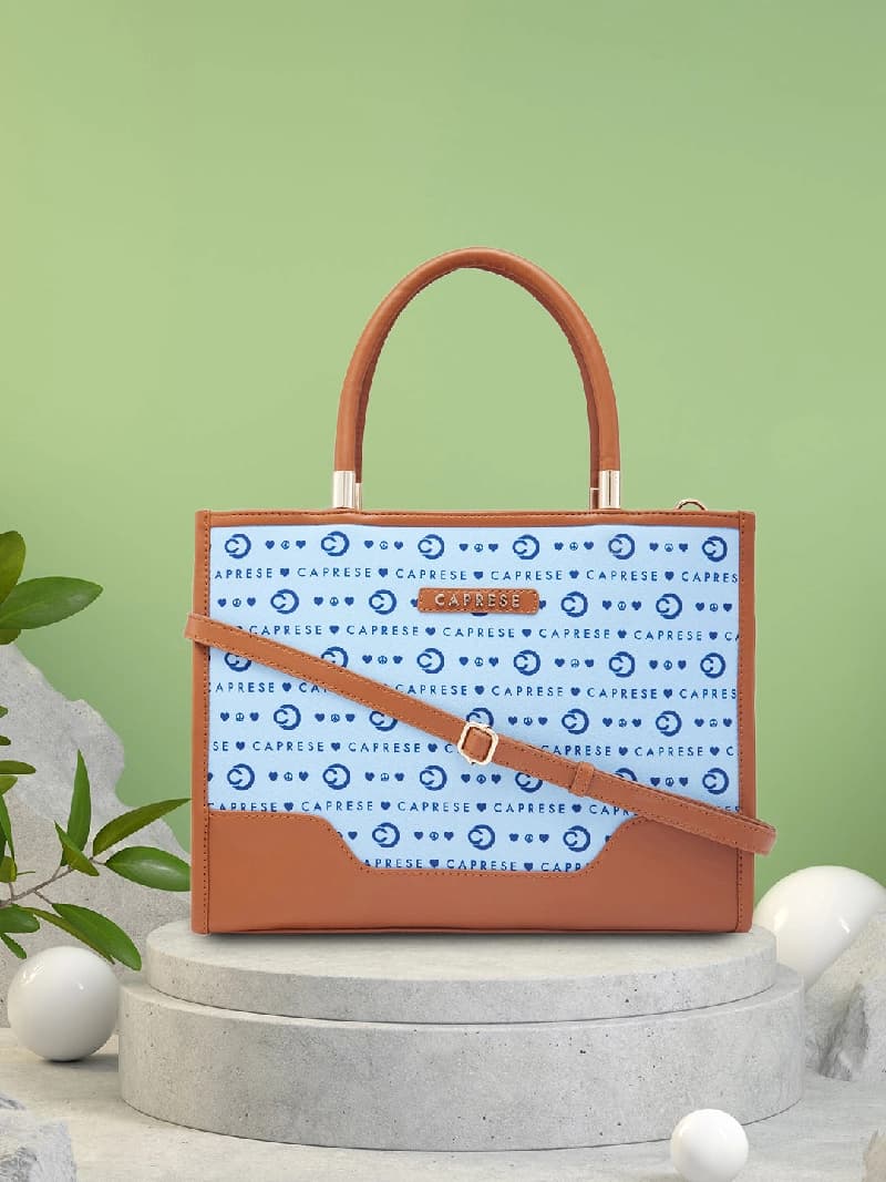 Women's Blue Faux Leather Tote Bag 11L