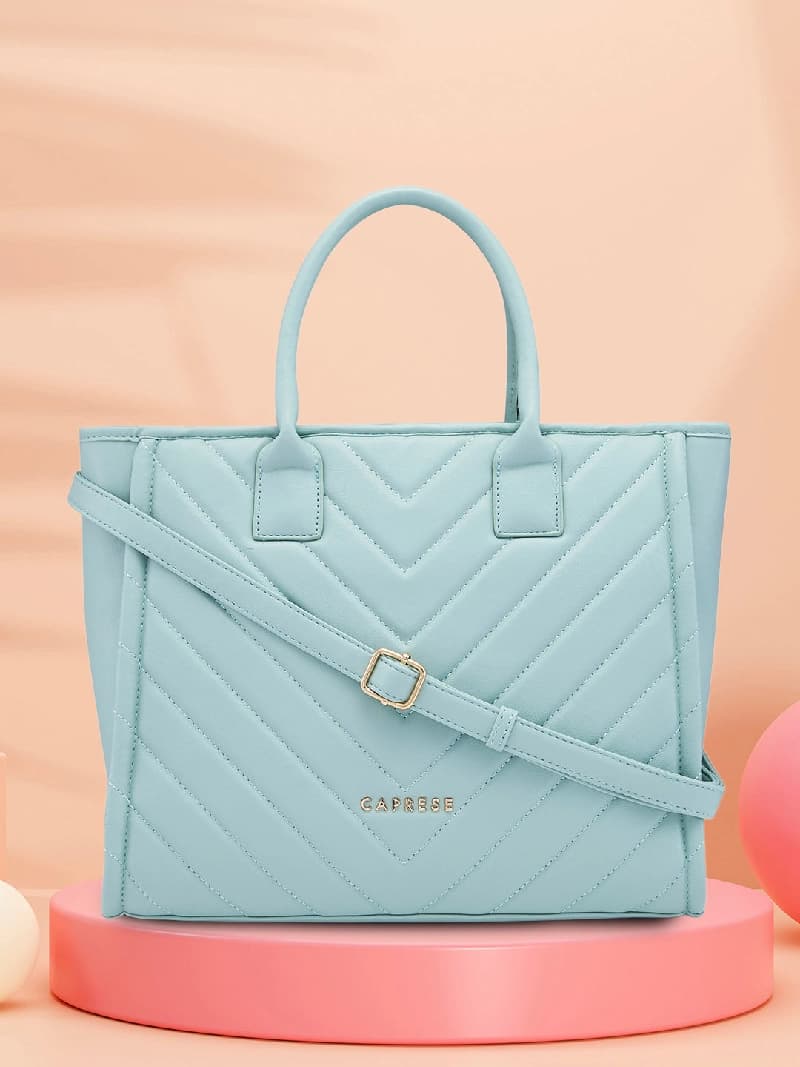 Women's Mint Green Faux Leather Tote Bag 16L