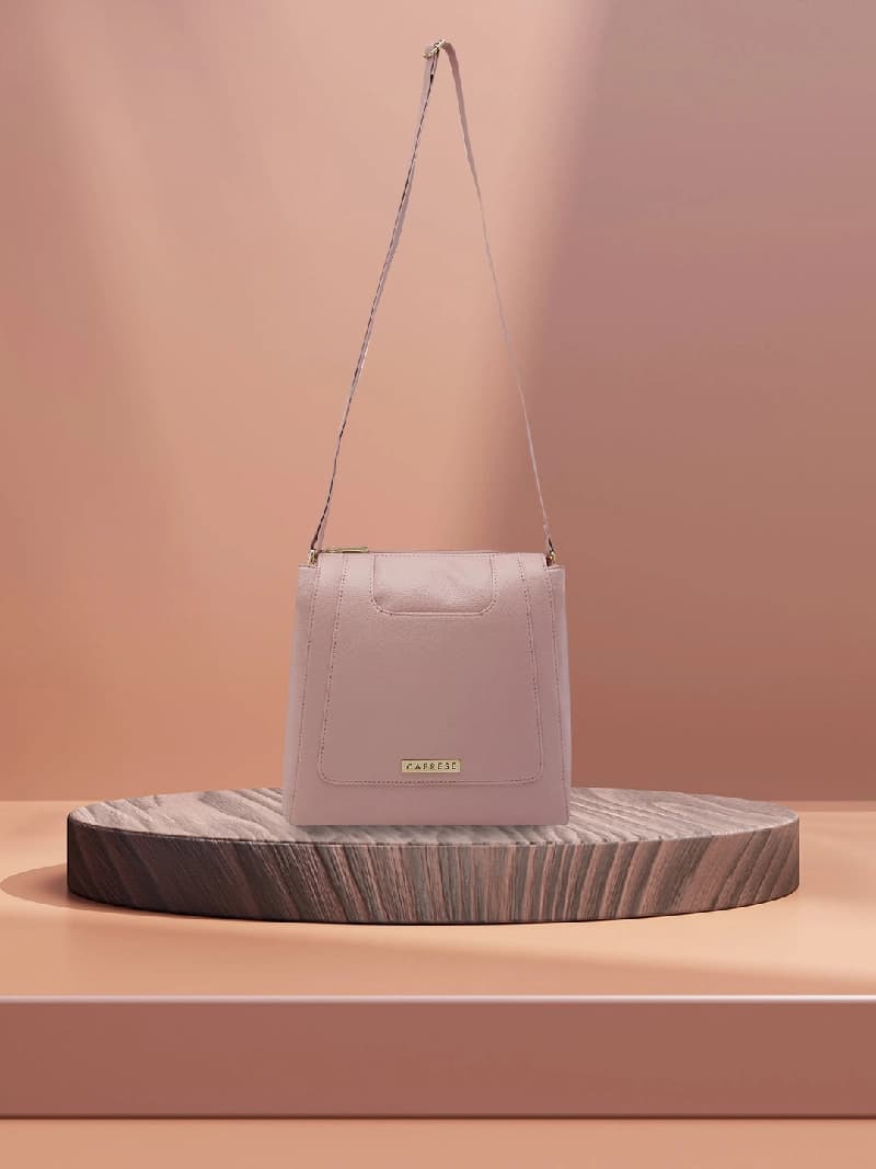 Women's Dull Pink Faux Leather Hobo Bag 7L