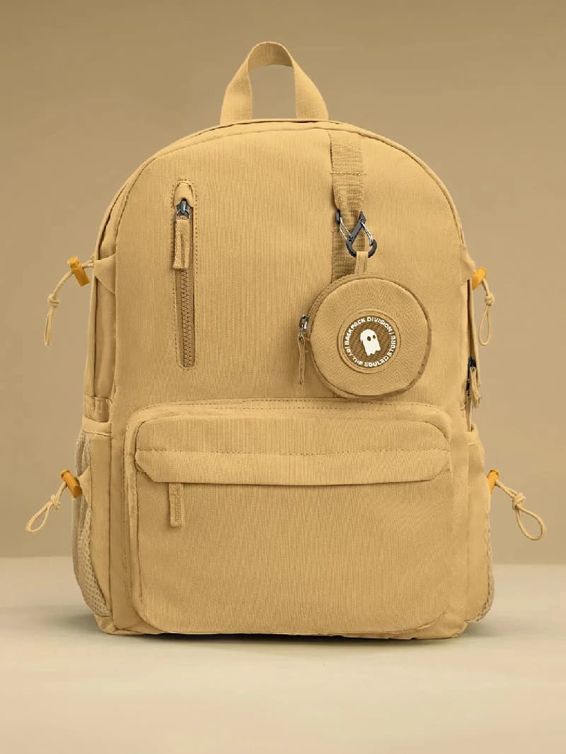 Unisex Beige Polyester Backpack 18L