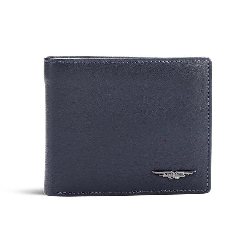 Men's Blue Leather Two Fold Wallet