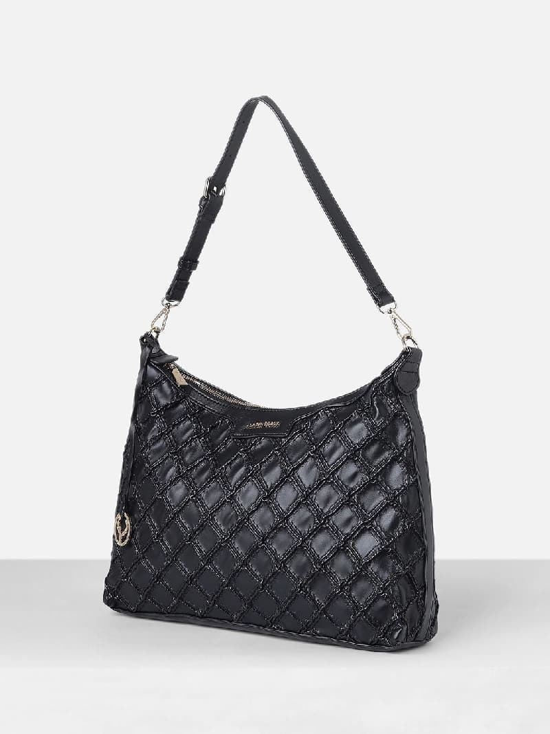Women's Black Geometric Satchel