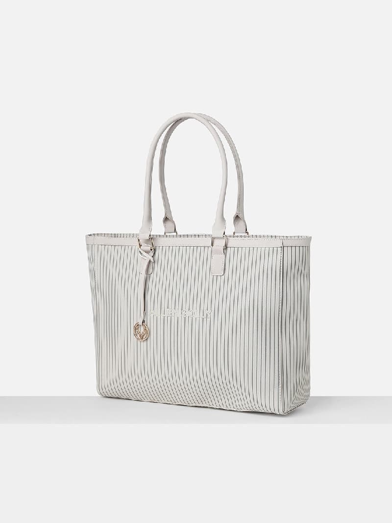 Women's Grey Striped Satchel