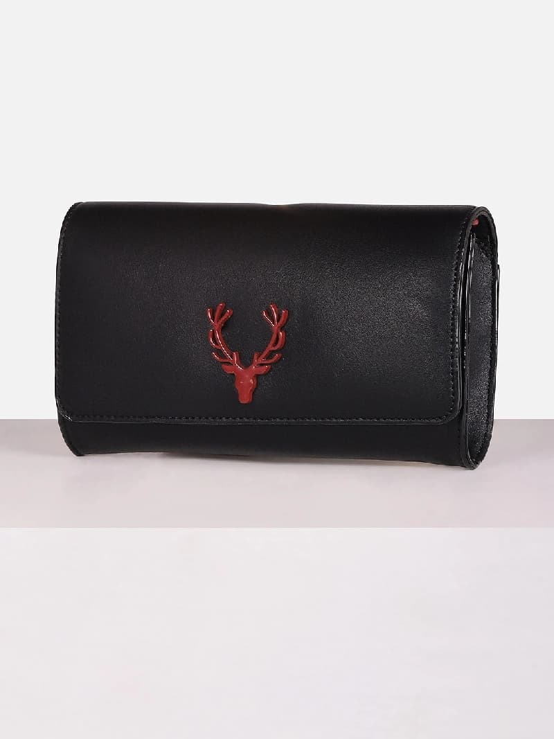 Women's Black Solid Sling Bag