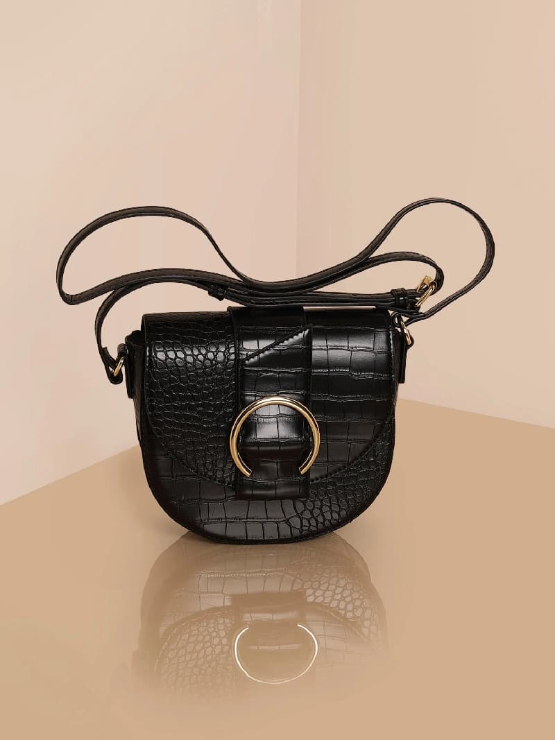 Women's Black Casual Solid Sling Bag