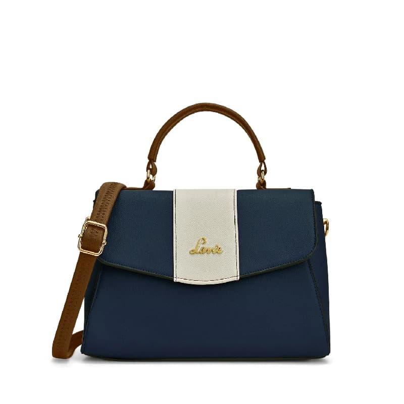 Women's Navy Blue Casual Colorblocked Satchel