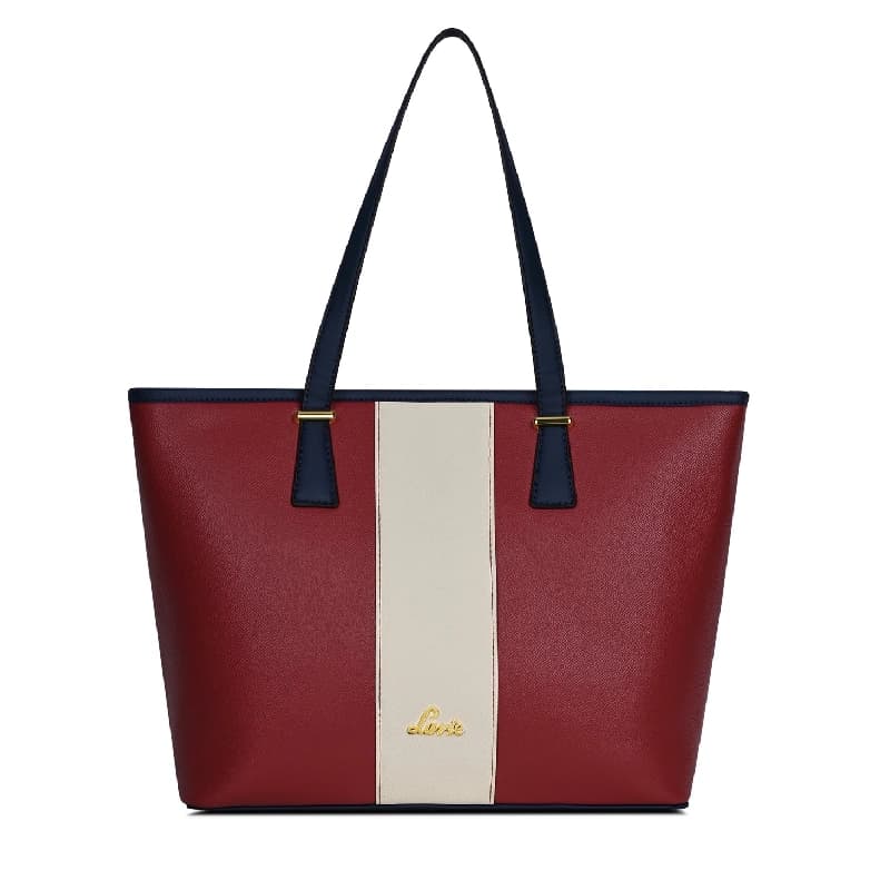 Women's Red Work Colorblocked Tote Bag