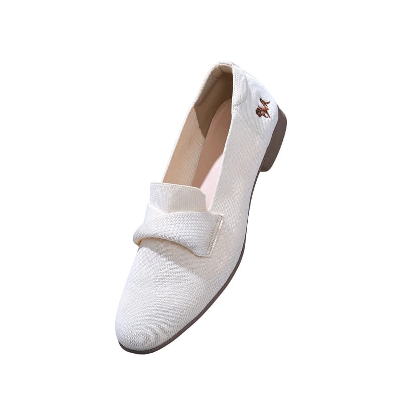 Women's Ivory and Brown Knit Grace Loafers