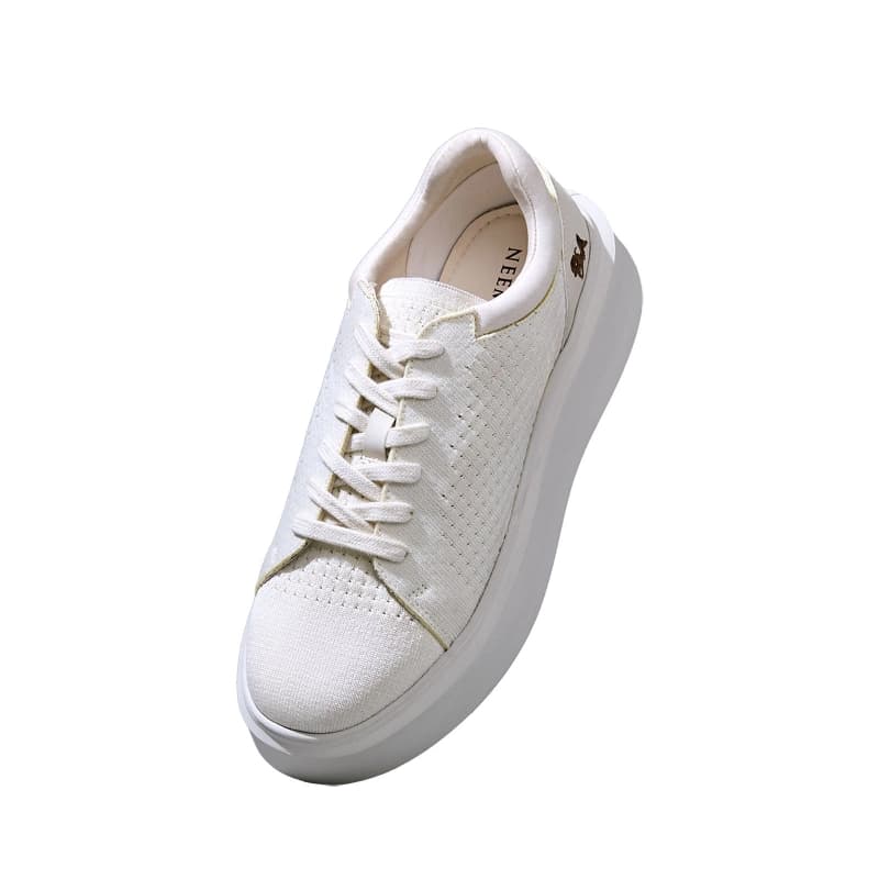 Women's All Ivory and Brown Chunky Lace Ups Sneakers