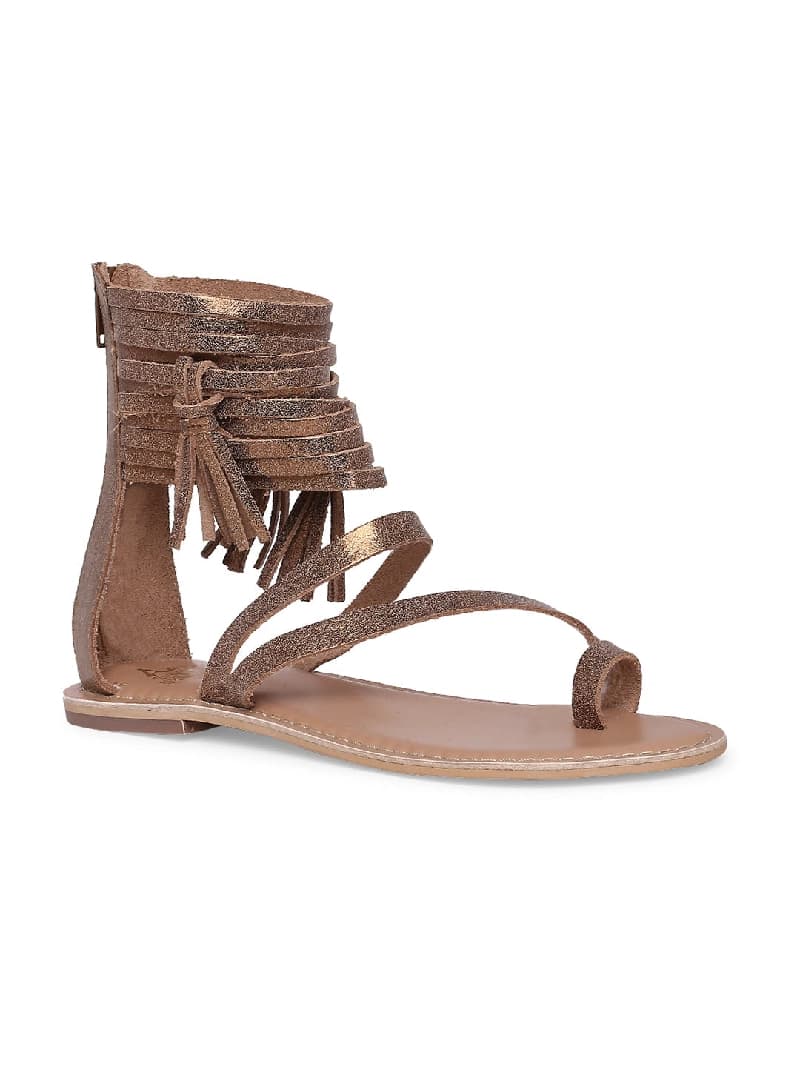 Women's Brown Casual Leather Gladiator Sandals