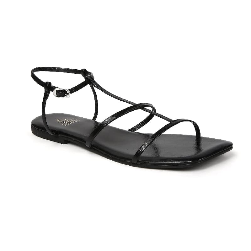 Women's Black Casual Leather Slingback Sandals