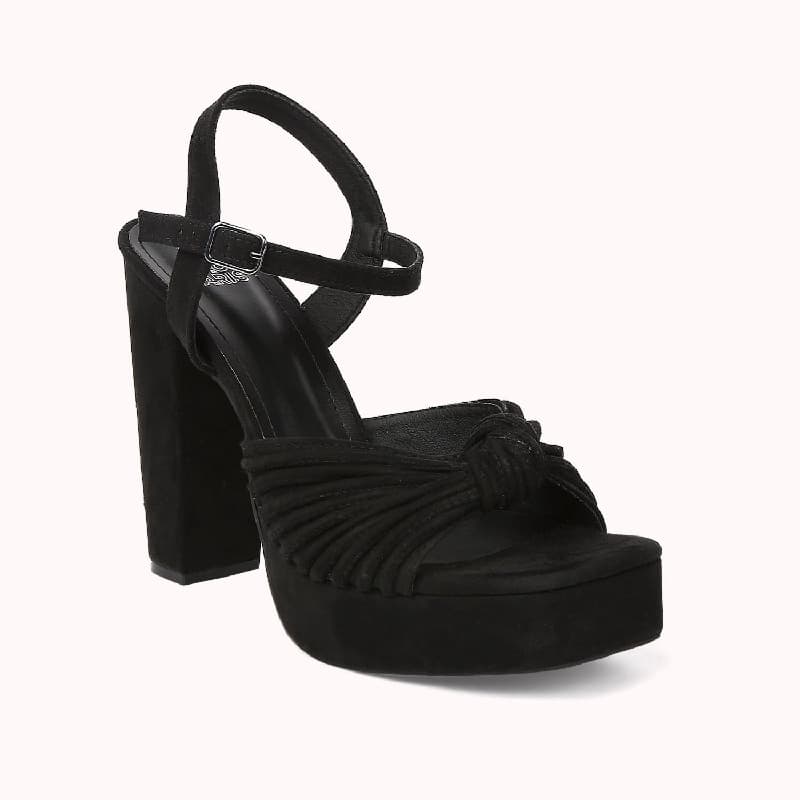 Women's Black Casual Suede Ankle Strap Sandals