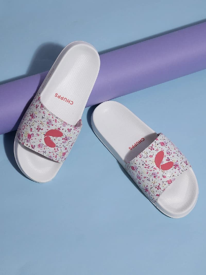 Women's Grace White Pink Round Toe Polyurethane Casual Slides