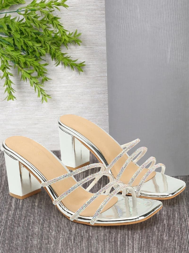 Women's Silver Casual Slip-On Sandals