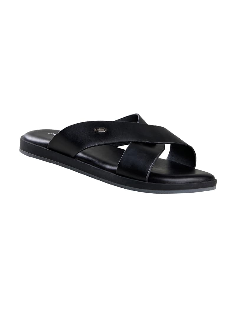 Men's Black Minimals Cross Strap Casual Sandals
