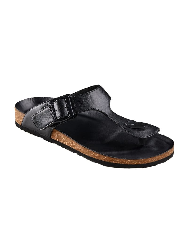 Men's Black Cork Thong Sandals