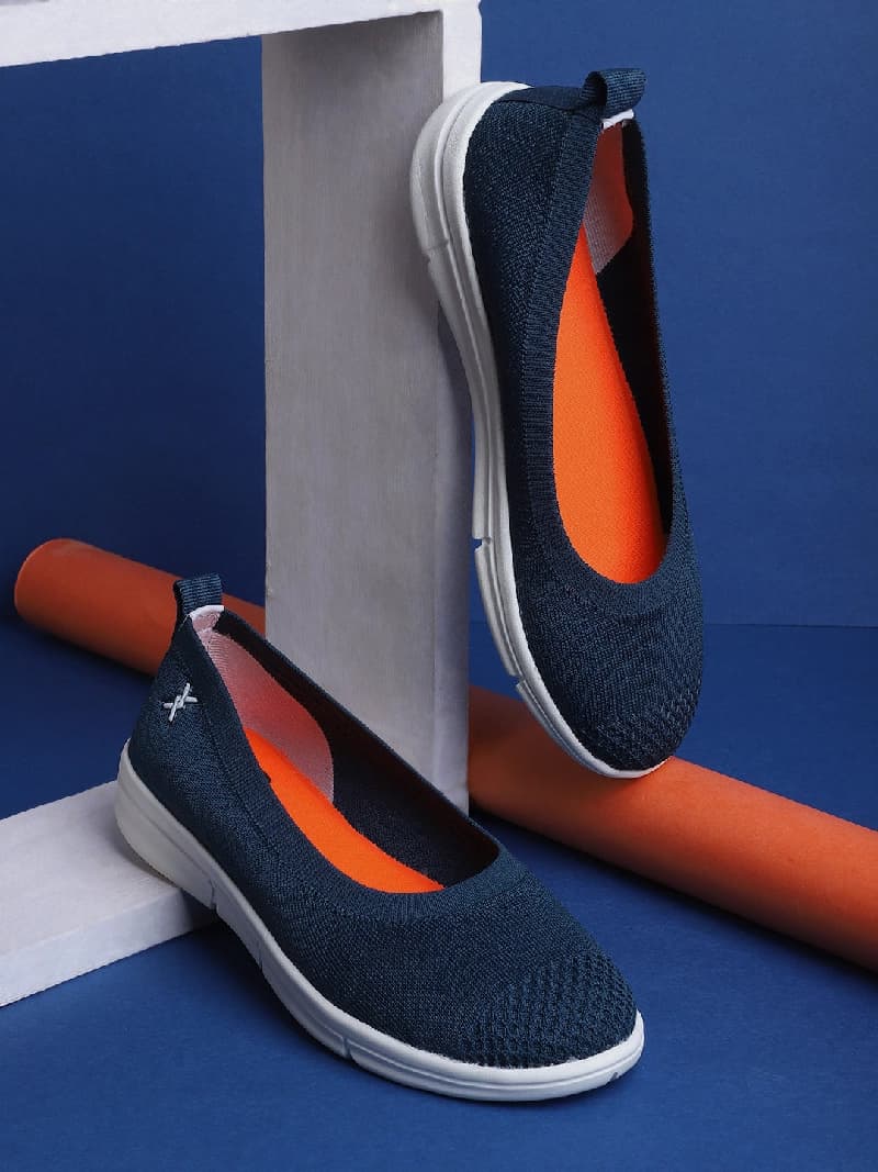 Women's Navy Fly Knit Comfort Slip-On Ballet Flats