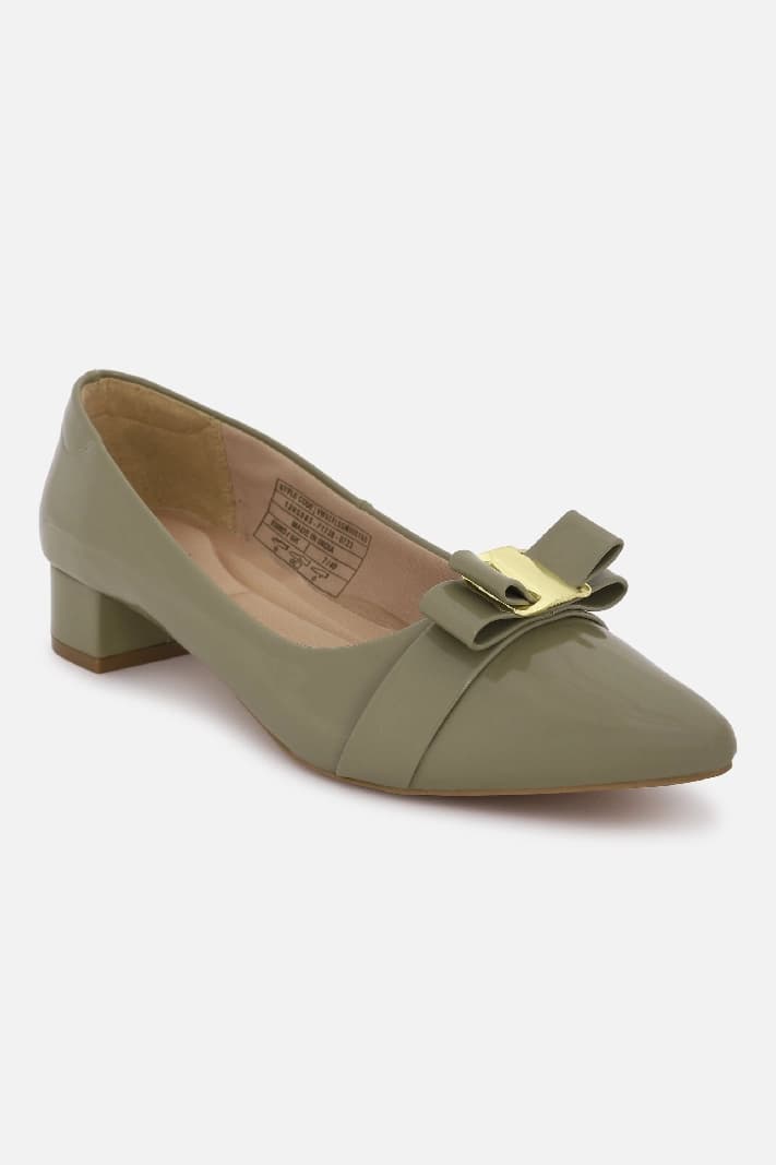 Women's Green Casual Textured Pump