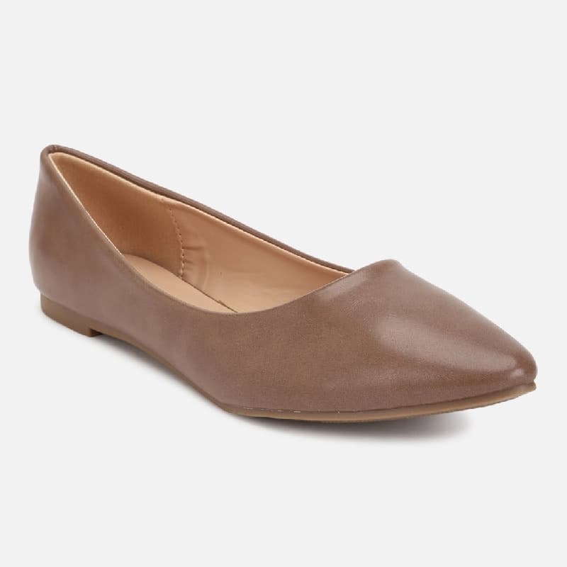 Women's Brown Formal Solid Slip-On Ballet
