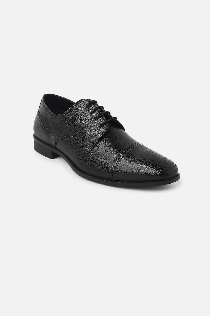 Men's Black Formal Solid Derby Shoes