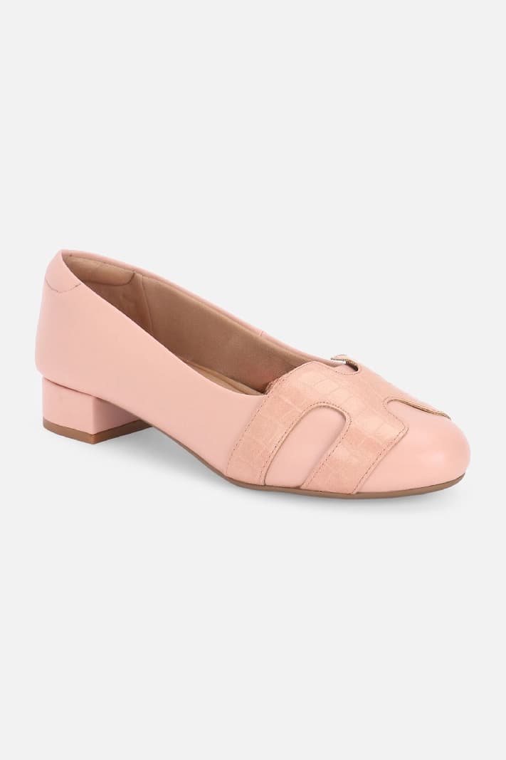 Women's Pink Casual Textured Pump