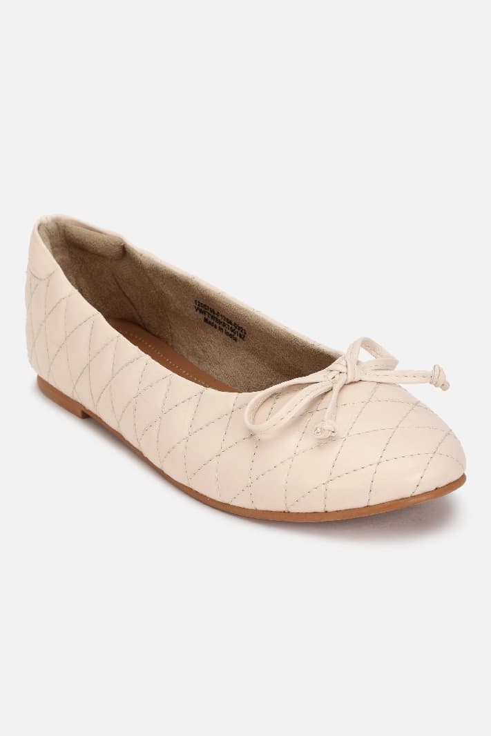 Women's Off White Casual Textured Ballet