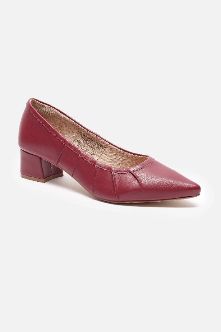 Women's Red Casual Textured Pump