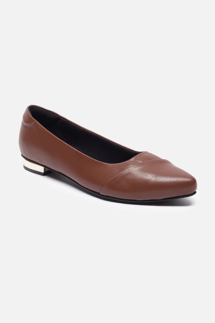 Women's Brown Casual Textured Ballet