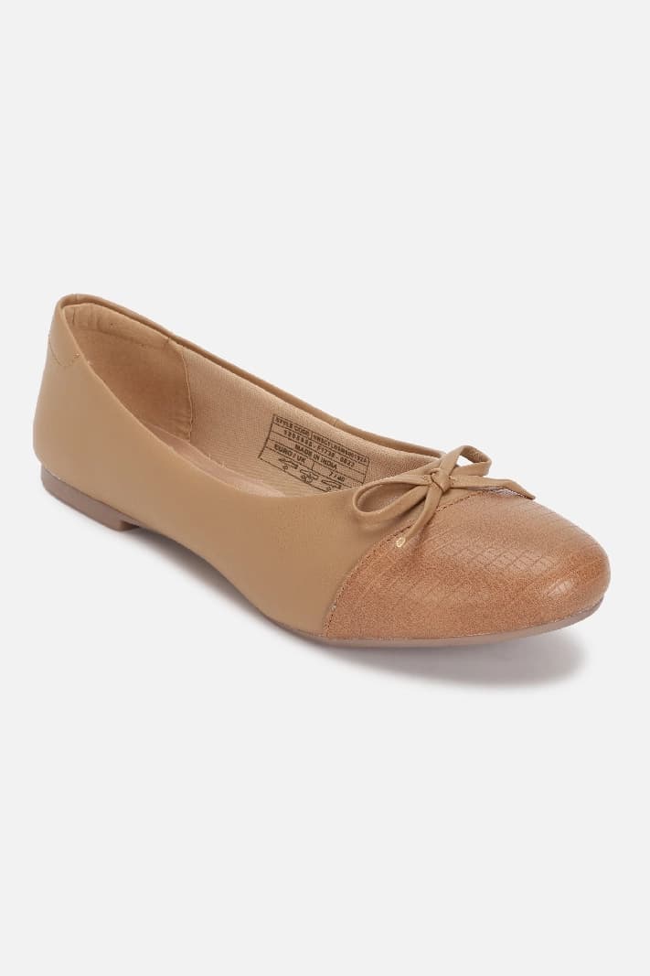 Women's Brown Casual Textured Ballet