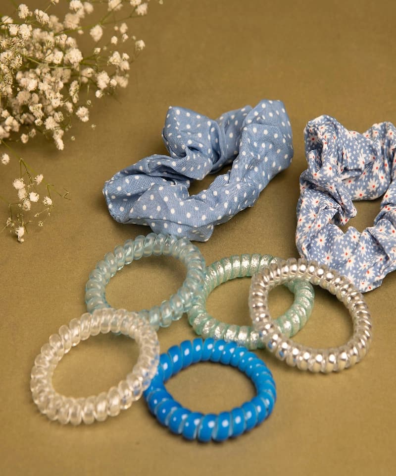 Women's Multicolor Casual Elastic Rubber Band - 7 Pcs