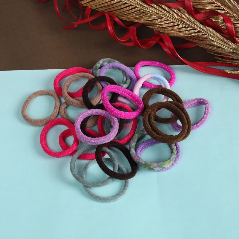 Women's Multicolor Casual Elastic Anti Hair Breakage Rubber Band - 26 Pcs