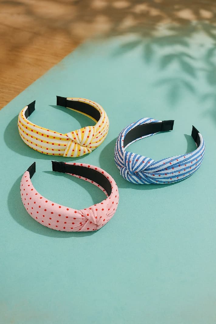 Girls Multicolor Casual Plastic Knotted Hair Band - 3 Pcs