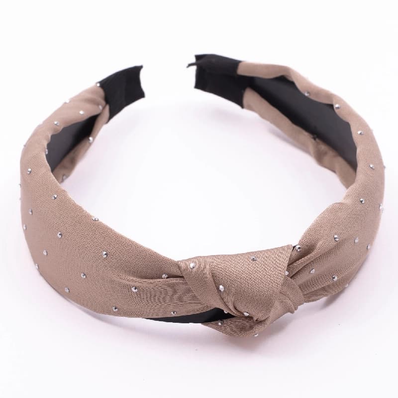 Women's Beige Casual Solid Fabric Knot Plastic Hair Band