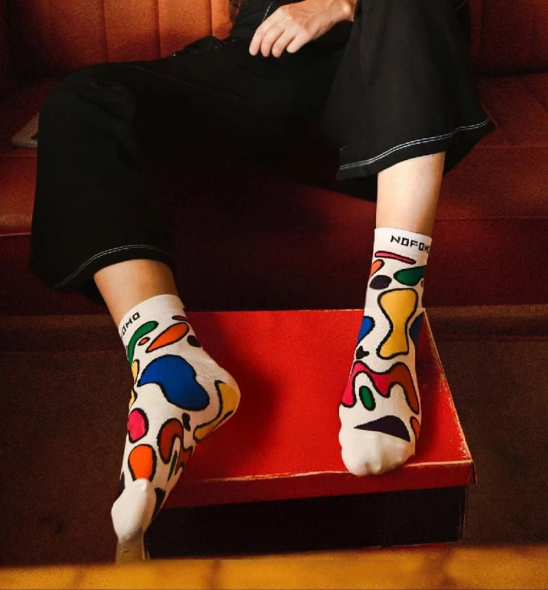 Unisex Multi-Colour Short Crew Lengh Colour Blast Short Crew Socks