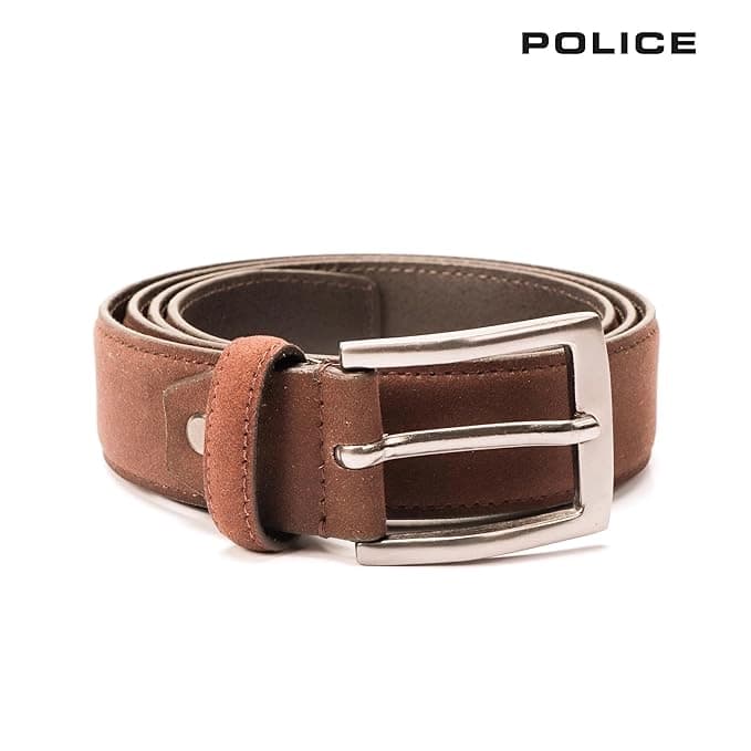 Men's Premium Dark Brown Leather Belt with Shiny Gunmetal Buckle