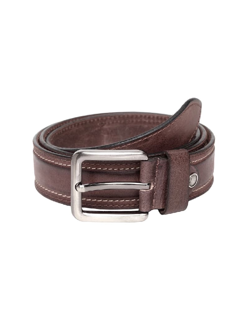 Men's Brown Casual Solid Leather Belt